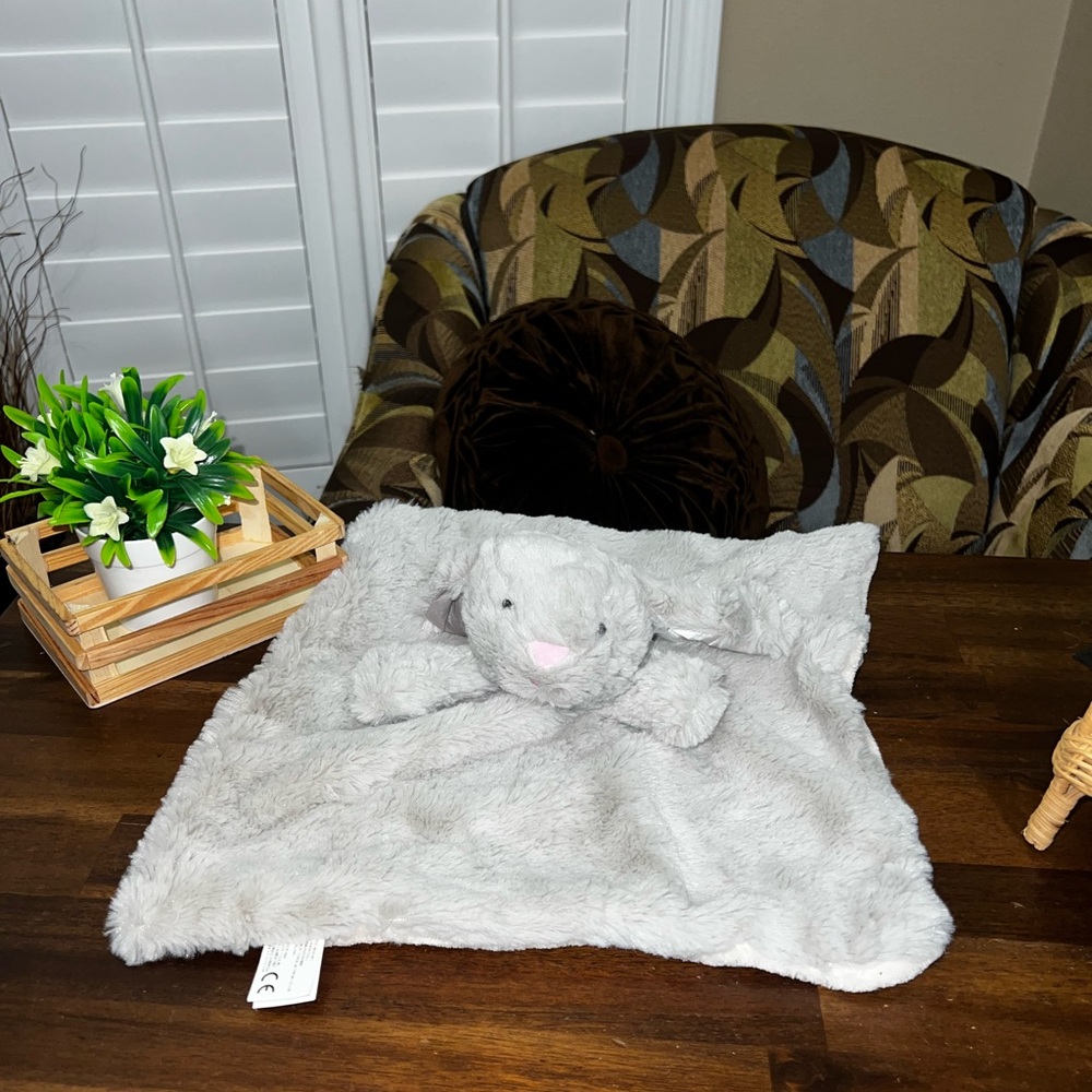Kelly toy Baby Gray Bunny  Security Blanket Lovey Plush soft